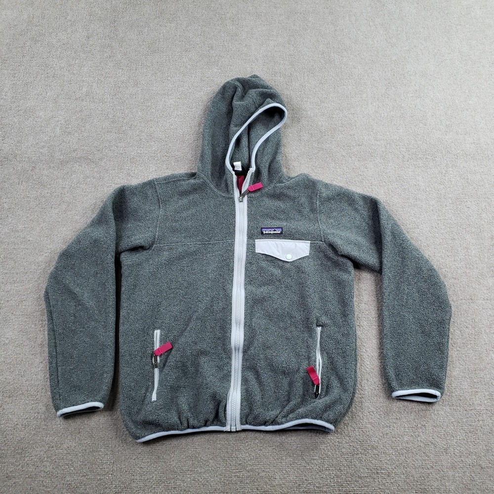 Patagonia Synchilla Snap-T Jacket Womens Small Gray Hooded Full Zip Fleece